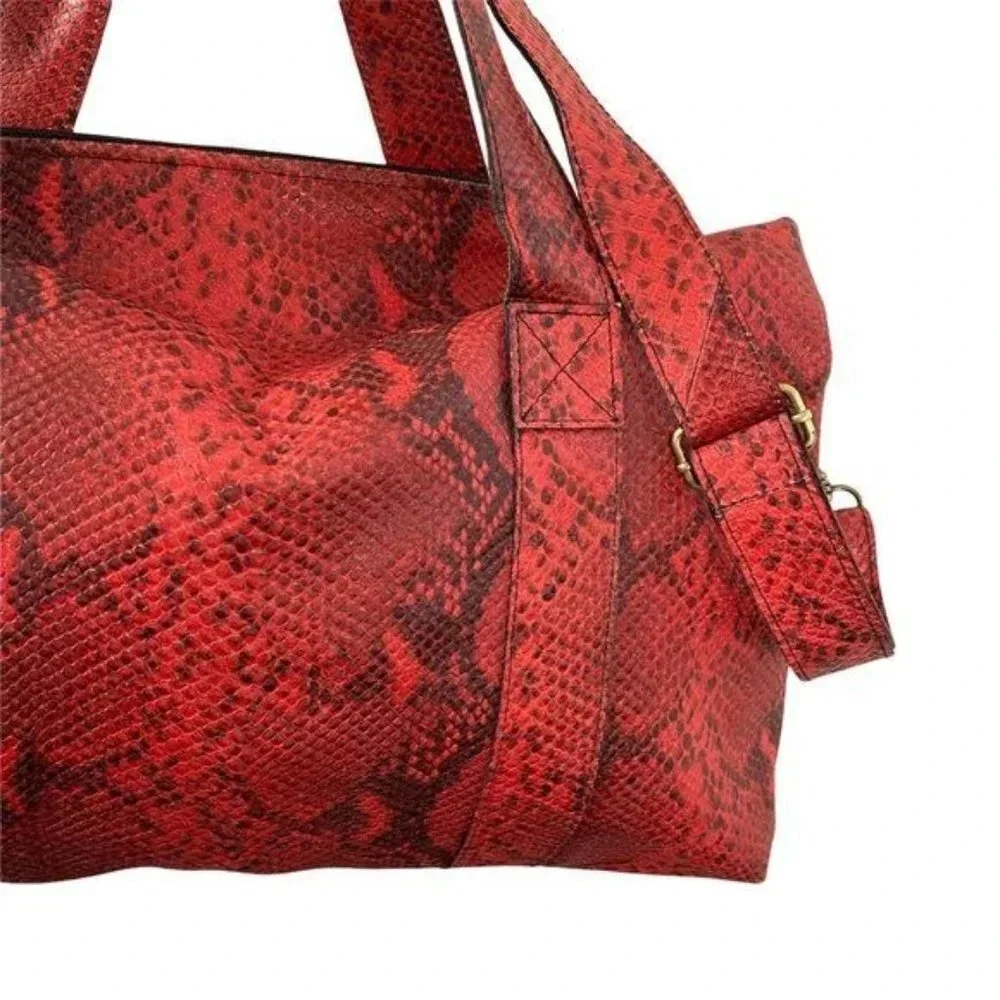 Lalla Marrakech Snake Printed Leather Convertible Shoulder Travel Bag